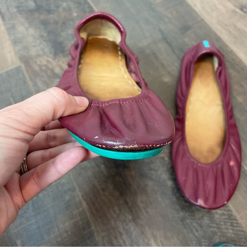 Tieks Burgundy Leather Ballet Flats Women's 8 Shoes Slip On Maroon Wine Red - Picture 4 of 8